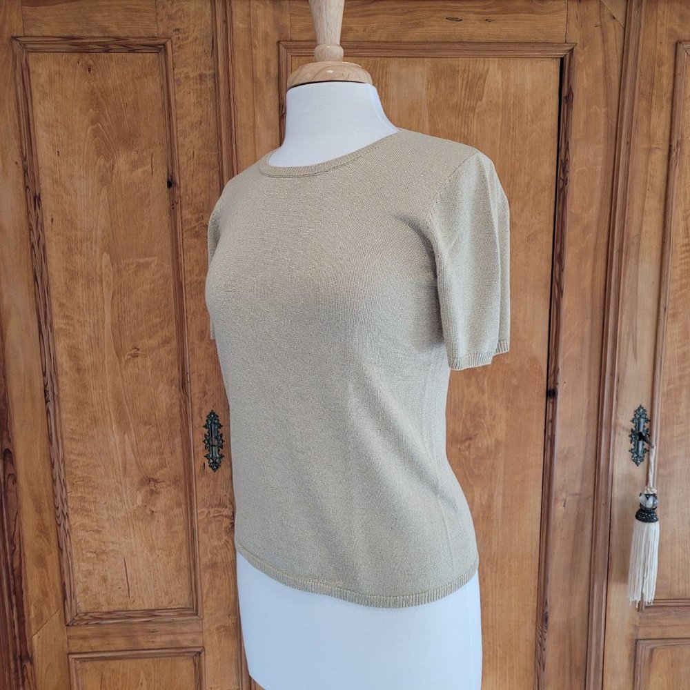 Drapers & Damons. Vintage Short Sleeve, Cowl Neck Gold Metallic Sweater.… - Picture 3 of 8